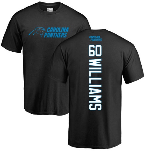 Carolina Panthers Men Black Daryl Williams Backer NFL Football #60 T Shirt